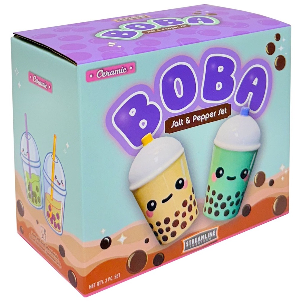 Boba Ceramic Salt & Pepper Set - Yellow & Green - Picture 2 of 4